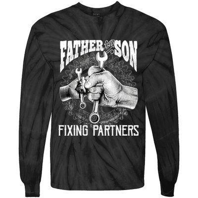 Father And Son Mechanic Mechanic FatherS Day Gift Tie-Dye Long Sleeve Shirt