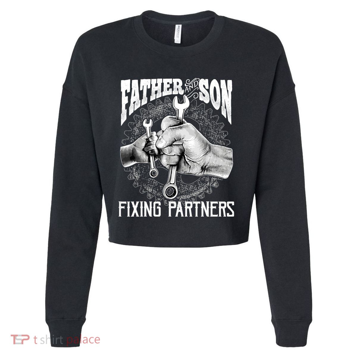 Father And Son Mechanic Mechanic FatherS Day Gift Cropped Pullover Crew