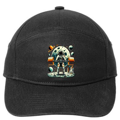 Funny Astronaut Space Weightlifting Fitness Gym Workout Gift 7-Panel Snapback Hat