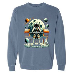 Funny Astronaut Space Weightlifting Fitness Gym Workout Gift Garment-Dyed Sweatshirt