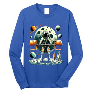 Funny Astronaut Space Weightlifting Fitness Gym Workout Gift Long Sleeve Shirt