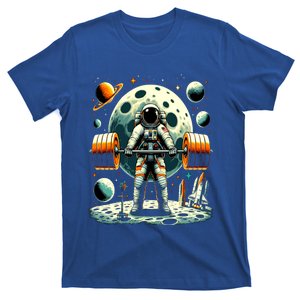 Funny Astronaut Space Weightlifting Fitness Gym Workout Gift T-Shirt