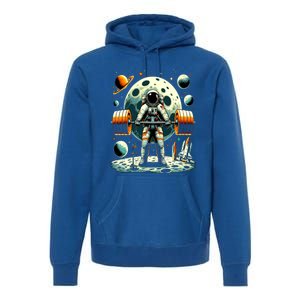 Funny Astronaut Space Weightlifting Fitness Gym Workout Gift Premium Hoodie