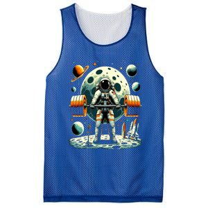 Funny Astronaut Space Weightlifting Fitness Gym Workout Gift Mesh Reversible Basketball Jersey Tank