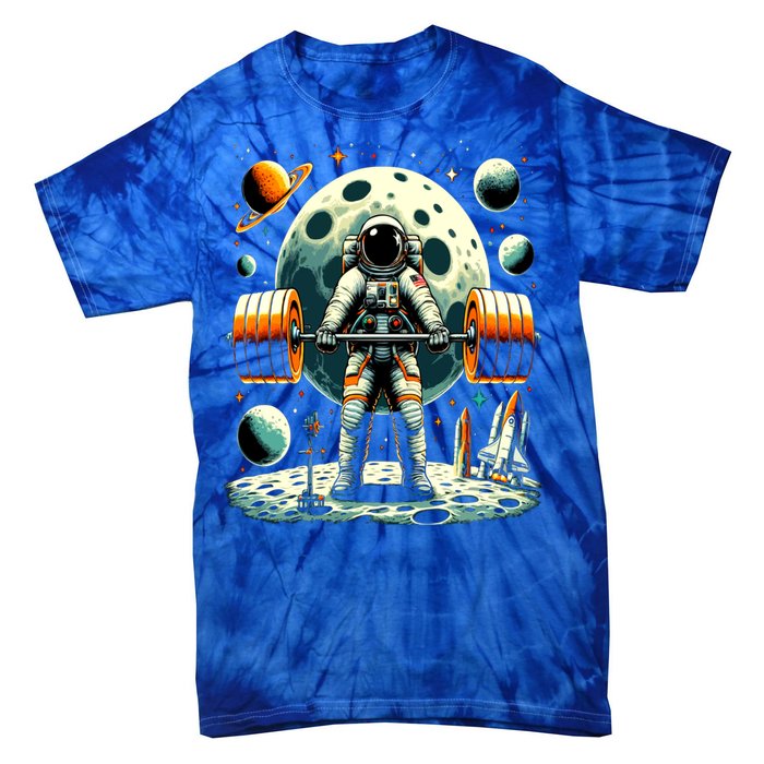 Funny Astronaut Space Weightlifting Fitness Gym Workout Gift Tie-Dye T-Shirt