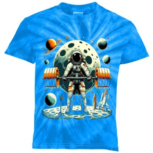 Funny Astronaut Space Weightlifting Fitness Gym Workout Gift Kids Tie-Dye T-Shirt