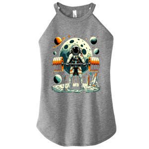 Funny Astronaut Space Weightlifting Fitness Gym Workout Gift Women's Perfect Tri Rocker Tank