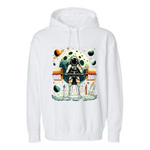 Funny Astronaut Space Weightlifting Fitness Gym Workout Gift Garment-Dyed Fleece Hoodie