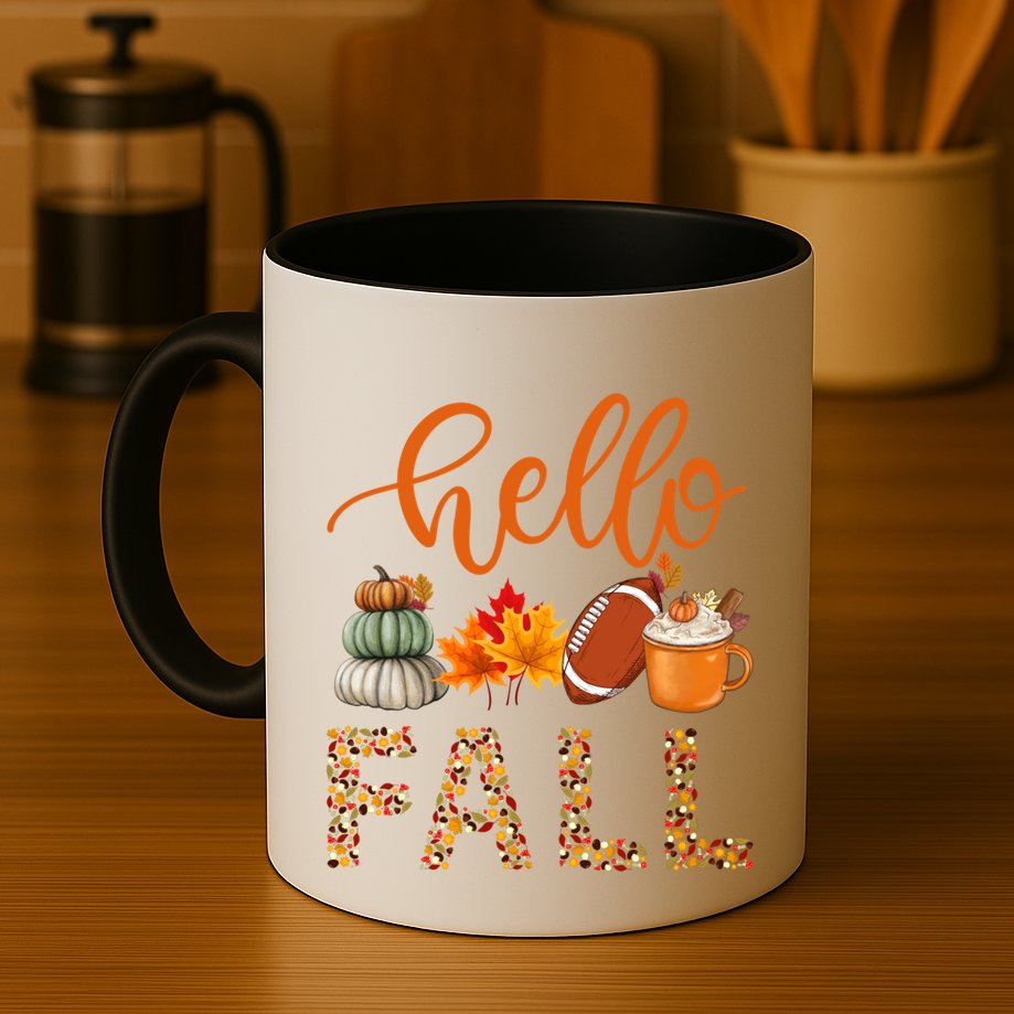 Fall Autumn Seasonal Wear Tis The Season Hello Fall Gift Mug