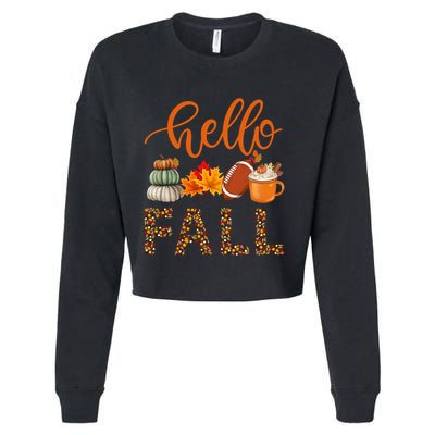 Fall Autumn Seasonal Wear Tis The Season Hello Fall Gift Cropped Pullover Crew