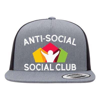 Funny Antisocial Social Club Flat Bill Trucker Hat