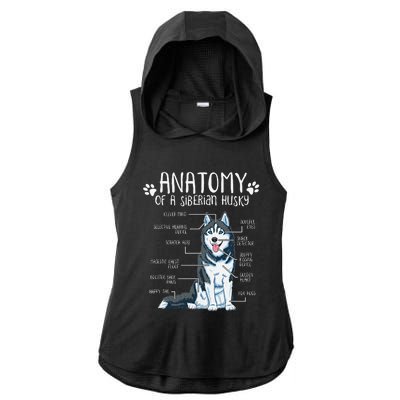 Funny Anatomy Siberian Husky Dog Lover Ladies PosiCharge Tri-Blend Wicking Draft Hoodie Tank