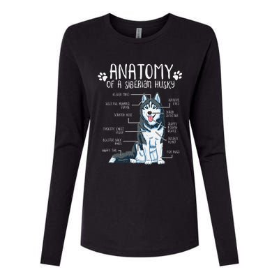 Funny Anatomy Siberian Husky Dog Lover Womens Cotton Relaxed Long Sleeve T-Shirt