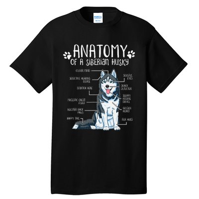 Funny Anatomy Siberian Husky Dog Lover Tall T-Shirt