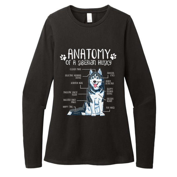 Funny Anatomy Siberian Husky Dog Lover Womens CVC Long Sleeve Shirt