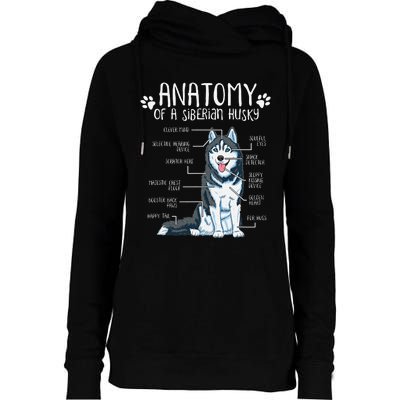 Funny Anatomy Siberian Husky Dog Lover Womens Funnel Neck Pullover Hood