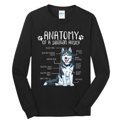 Funny Anatomy Siberian Husky Dog Lover Tall Long Sleeve T-Shirt