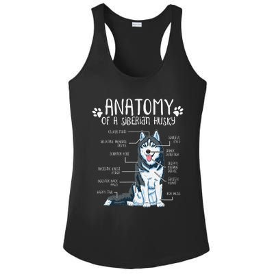 Funny Anatomy Siberian Husky Dog Lover Ladies PosiCharge Competitor Racerback Tank