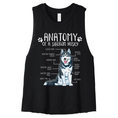 Funny Anatomy Siberian Husky Dog Lover Women's Racerback Cropped Tank