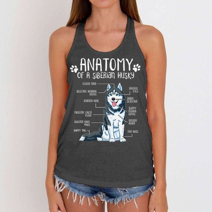 Funny Anatomy Siberian Husky Dog Lover Women's Knotted Racerback Tank