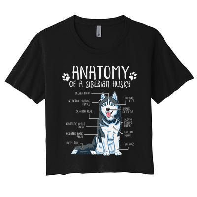 Funny Anatomy Siberian Husky Dog Lover Women's Crop Top Tee