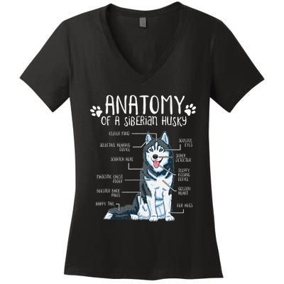 Funny Anatomy Siberian Husky Dog Lover Women's V-Neck T-Shirt