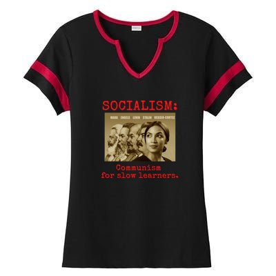 Funny Anti Socialist Conservative Ladies Halftime Notch Neck Tee