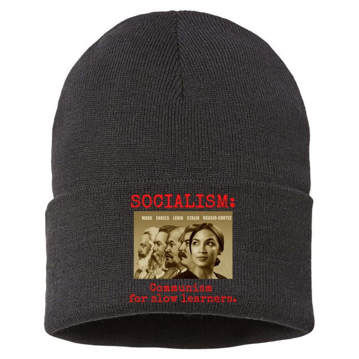 Funny Anti Socialist Conservative Sustainable Knit Beanie