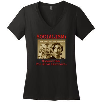 Funny Anti Socialist Conservative Women's V-Neck T-Shirt