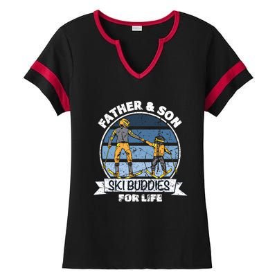 Father And Son Ski Buddies For Life Wintersport Dad Ski Gift Ladies Halftime Notch Neck Tee