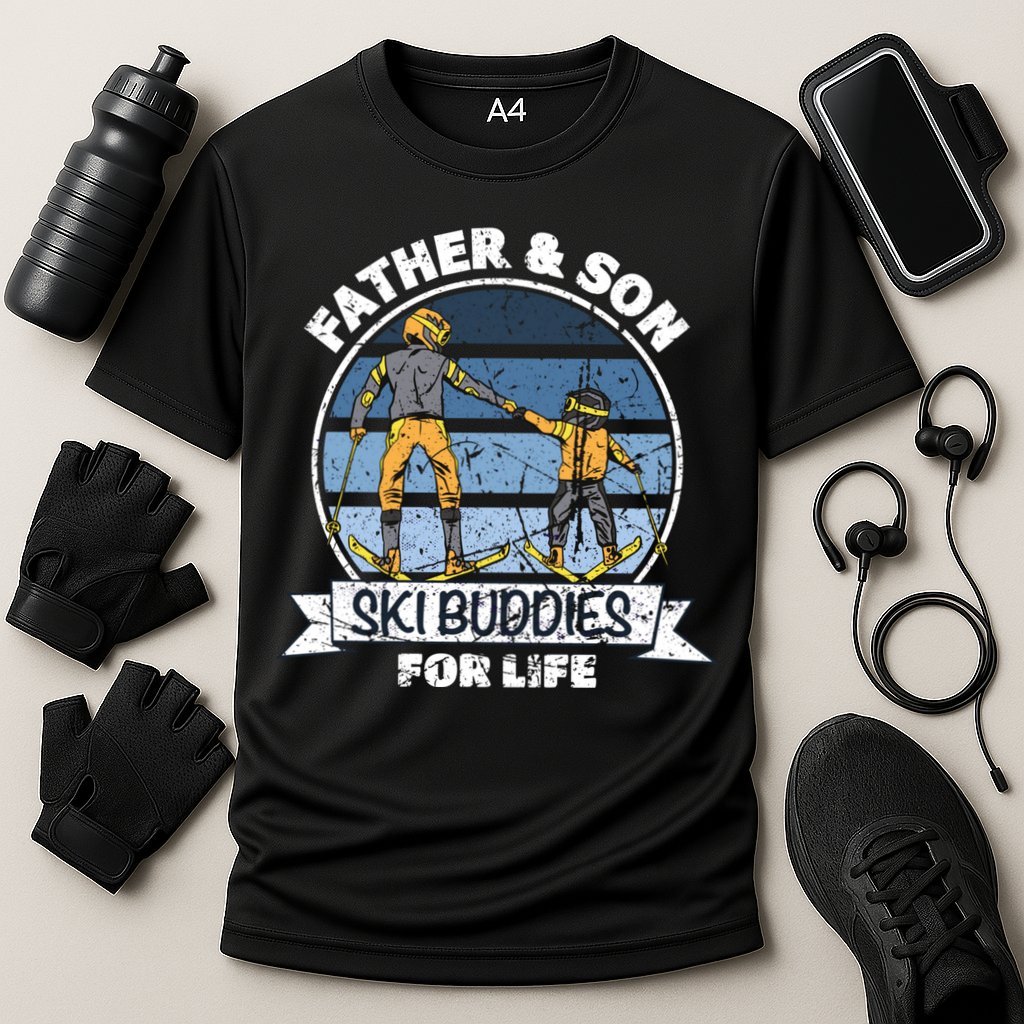 Father And Son Ski Buddies For Life Wintersport Dad Ski Gift Cooling Performance Crew T-Shirt