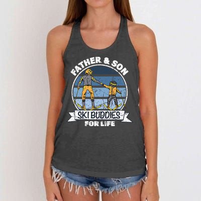 Father And Son Ski Buddies For Life Wintersport Dad Ski Gift Women's Knotted Racerback Tank