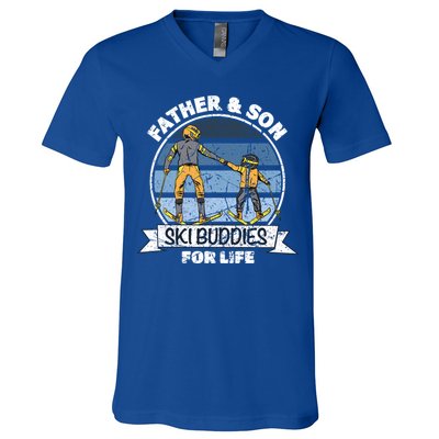 Father And Son Ski Buddies For Life Wintersport Dad Ski Gift V-Neck T-Shirt