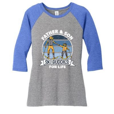 Father And Son Ski Buddies For Life Wintersport Dad Ski Gift Women's Tri-Blend 3/4-Sleeve Raglan Shirt