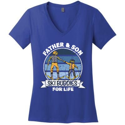 Father And Son Ski Buddies For Life Wintersport Dad Ski Gift Women's V-Neck T-Shirt