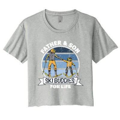 Father And Son Ski Buddies For Life Wintersport Dad Ski Gift Women's Crop Top Tee