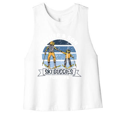 Father And Son Ski Buddies For Life Wintersport Dad Ski Gift Women's Racerback Cropped Tank