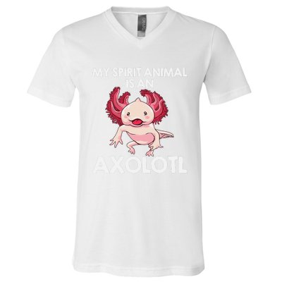 Funny Axolotl Spirit Animal Biology Zookeeper  V-Neck T-Shirt