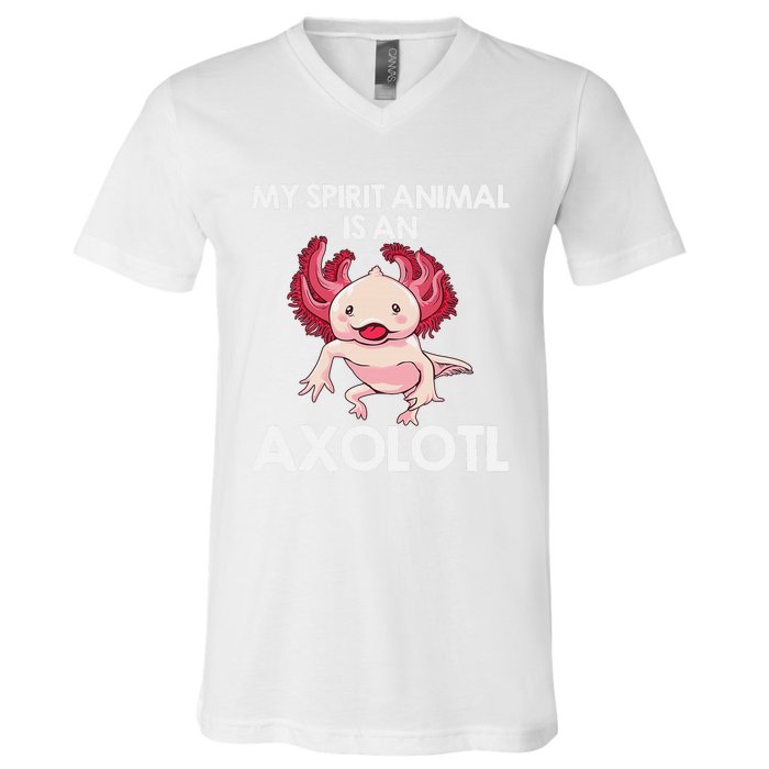 Funny Axolotl Spirit Animal Biology Zookeeper  V-Neck T-Shirt