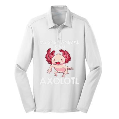 Funny Axolotl Spirit Animal Biology Zookeeper  Silk Touch Performance Long Sleeve Polo