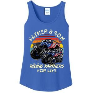 Father And Son Riding Monster Truck For Life Racing Truck Ladies Essential Tank