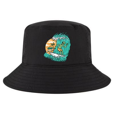 Funny Aliens Surfing On The Beach Holiday Cool Comfort Performance Bucket Hat