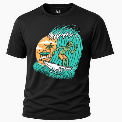 Funny Aliens Surfing On The Beach Holiday Performance Shirt