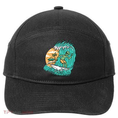 Funny Aliens Surfing On The Beach Holiday 7-Panel Snapback Hat