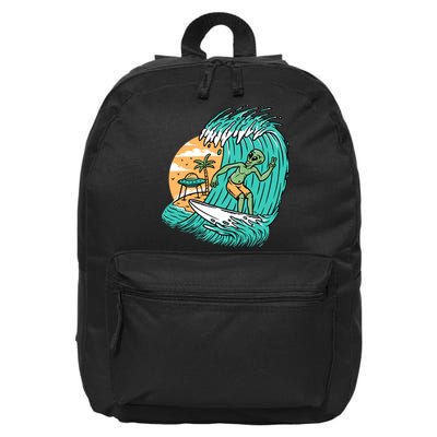 Funny Aliens Surfing On The Beach Holiday 16 in Basic Backpack