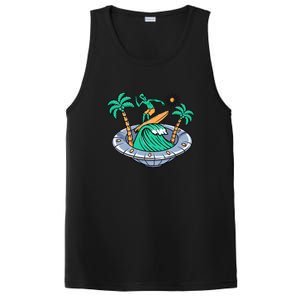 Funny Alien Surfing Inside UFO Holiday Gift Surf PosiCharge Competitor Tank