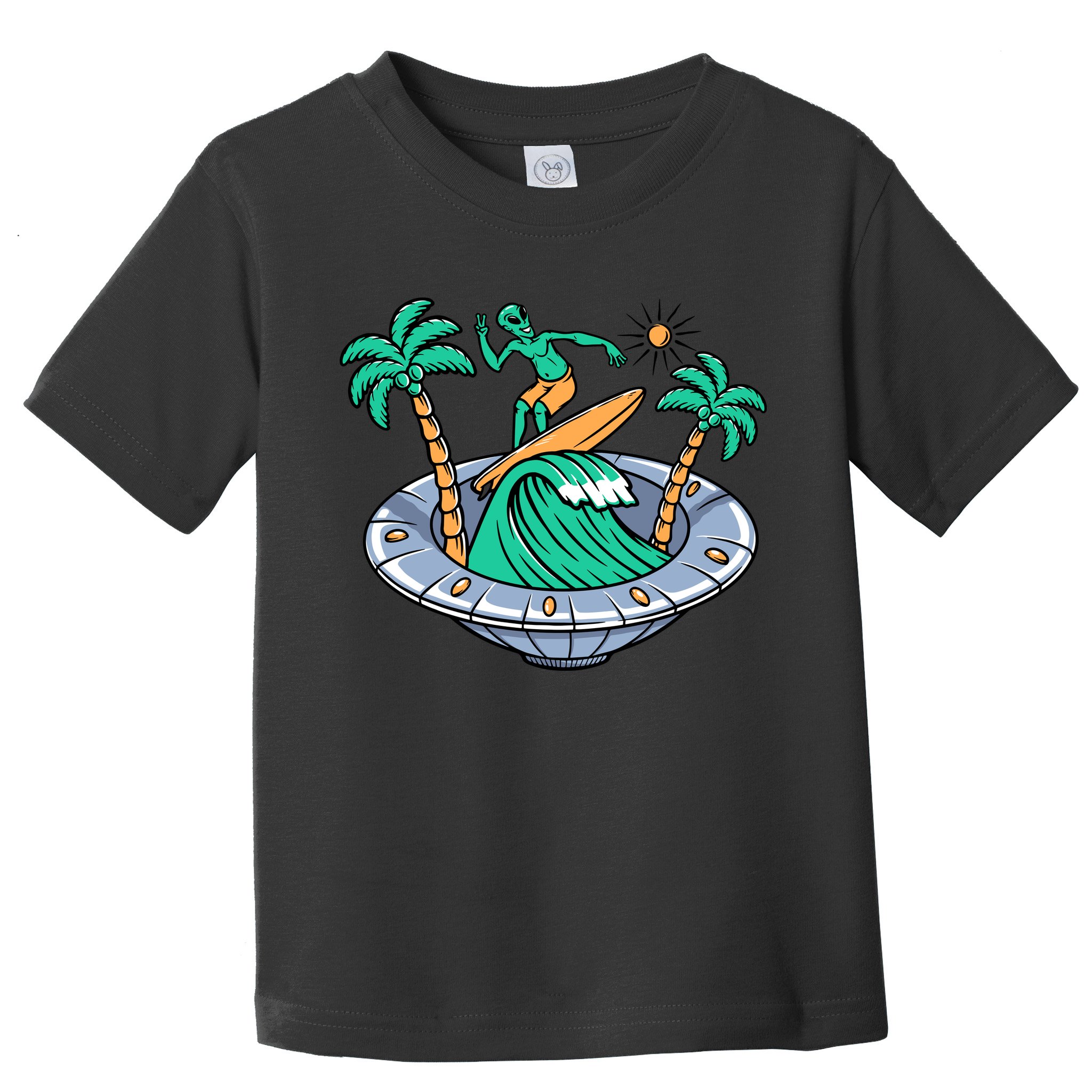 Funny Alien Surfing Inside UFO Holiday Gift Surf Toddler T-Shirt