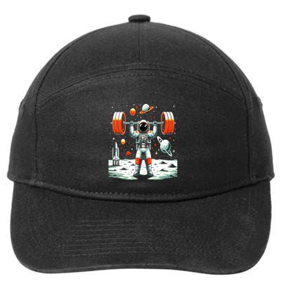 Funny Astronaut Space Weightlifting Fitness Gym Workout Funny Gift 7-Panel Snapback Hat