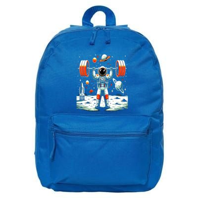 Funny Astronaut Space Weightlifting Fitness Gym Workout Funny Gift 16 in Basic Backpack