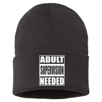 Funny Adult Supervision Needed Sustainable Knit Beanie